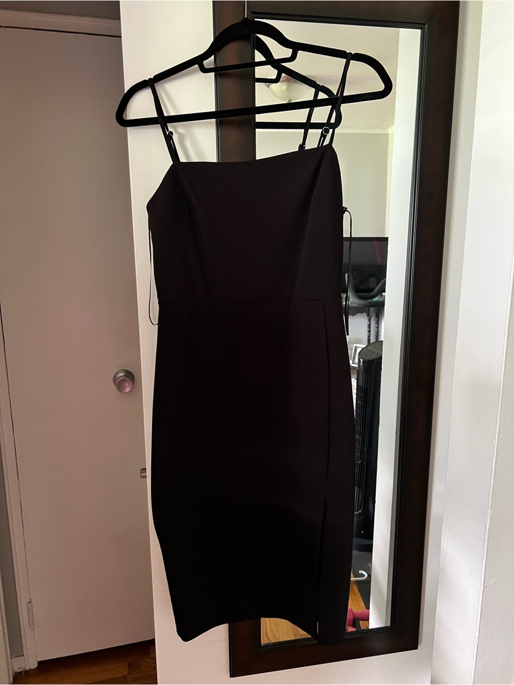 Express Crepe Black Dress with high leg slit - size 6
